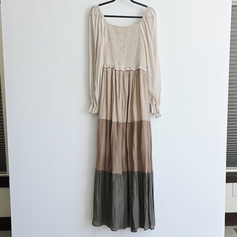 Peach Love California Bohemian Cottage Core Tiered Maxi Dress Women's Size L